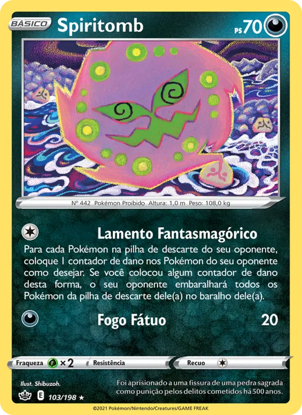 Carta Spiritomb, número 103/198 da coleção Reinado Arrepiante
