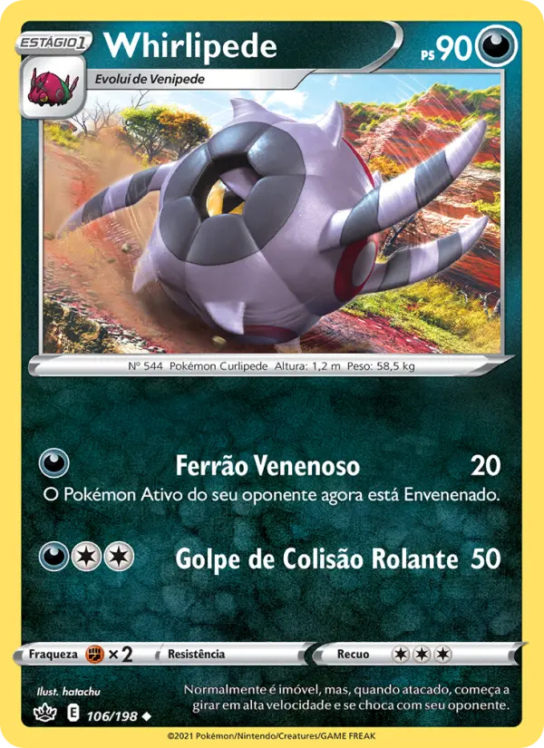 Carta Whirlipede, número 106/198 da coleção Reinado Arrepiante