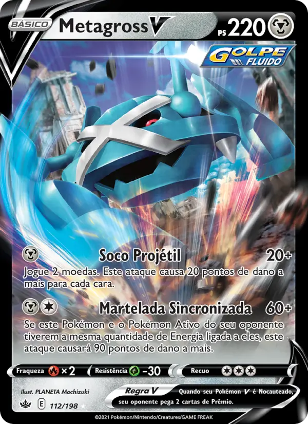 Carta Metagross V, número 112/198 da coleção Reinado Arrepiante
