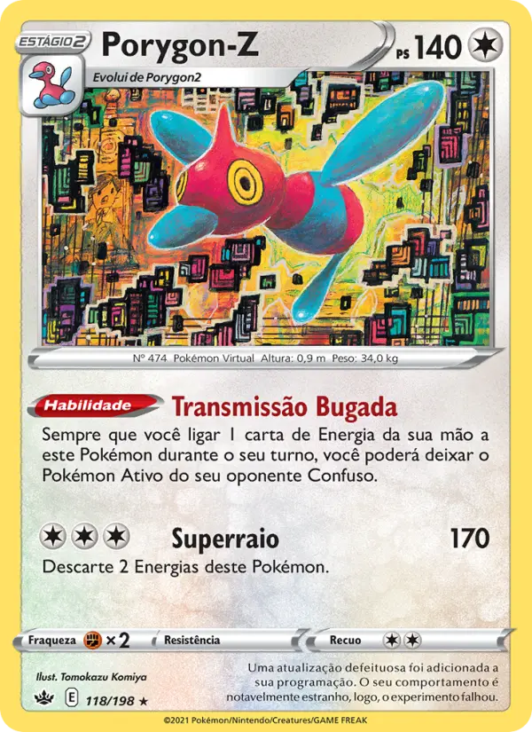 Carta Porygon-Z, número 118/198 da coleção Reinado Arrepiante