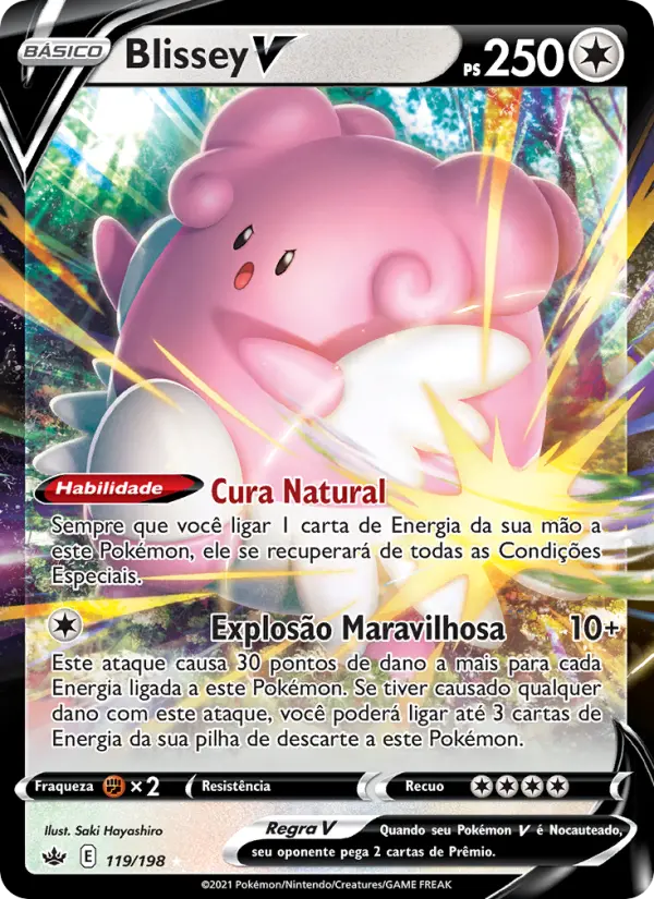 Carta Blissey V, número 119/198 da coleção Reinado Arrepiante
