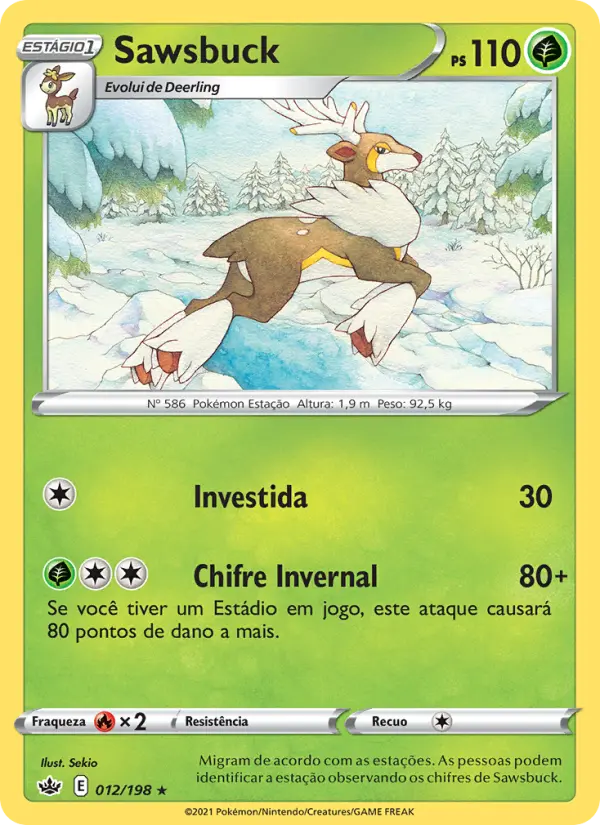 Carta Sawsbuck, número 12/198 da coleção Reinado Arrepiante