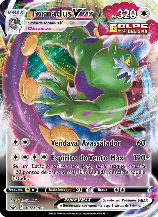 Carta Tornadus VMAX, número 125/198 da coleção Reinado Arrepiante