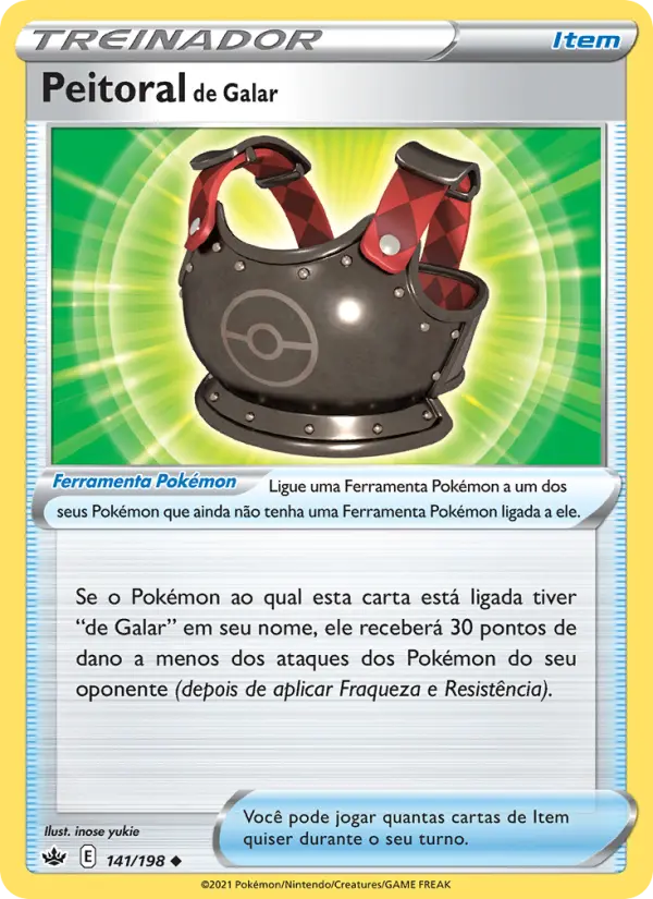 Carta Peitoral de Galar, número 141/198 da coleção Reinado Arrepiante