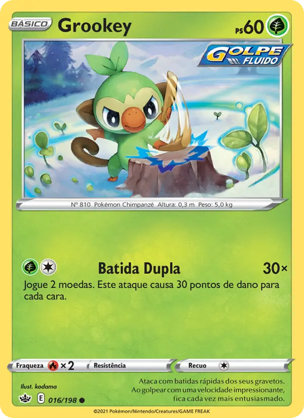 Carta Grookey, número 16/198 da coleção Reinado Arrepiante