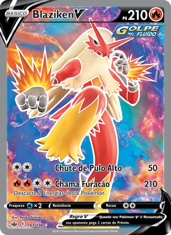 Carta Blaziken V, número 161/198 da coleção Reinado Arrepiante