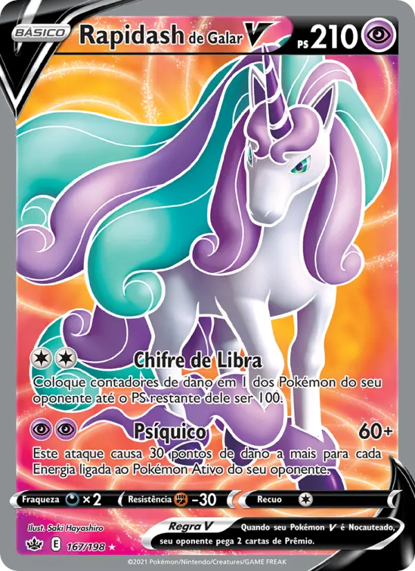 Carta Rapidash de Galar V, número 167/198 da coleção Reinado Arrepiante