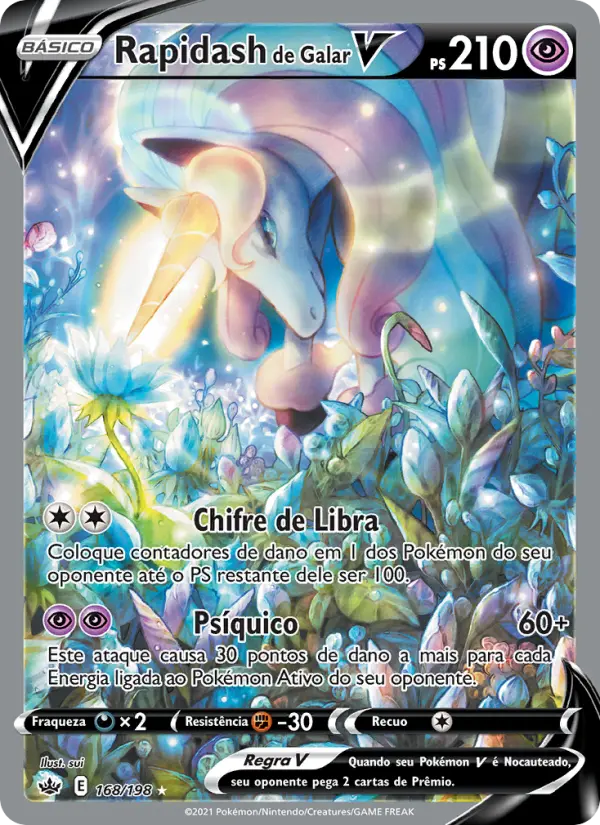 Carta Rapidash de Galar V, número 168/198 da coleção Reinado Arrepiante