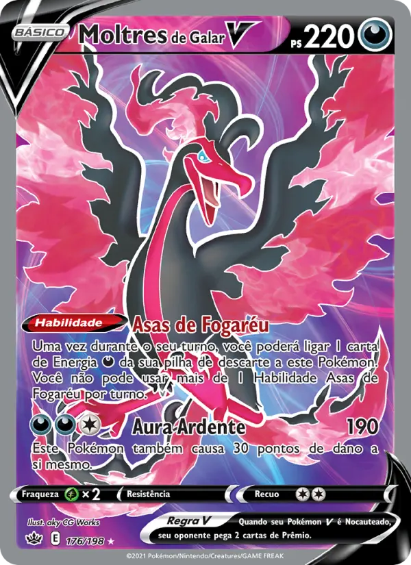 Carta Moltres de Galar V, número 176/198 da coleção Reinado Arrepiante
