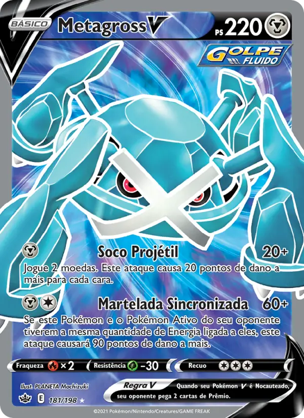 Carta Metagross V, número 181/198 da coleção Reinado Arrepiante