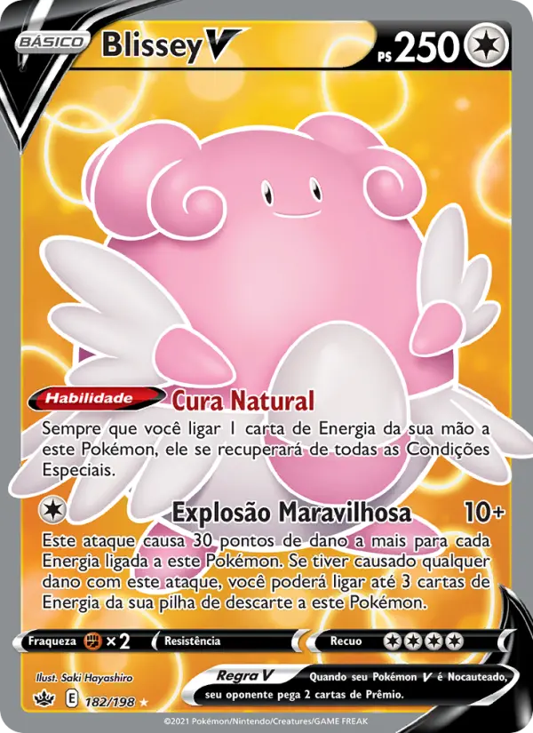 Carta Blissey V, número 182/198 da coleção Reinado Arrepiante