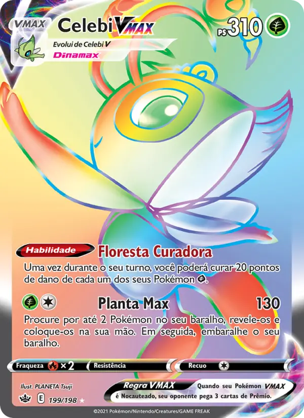 Carta Celebi VMAX, número 199/198 da coleção Reinado Arrepiante