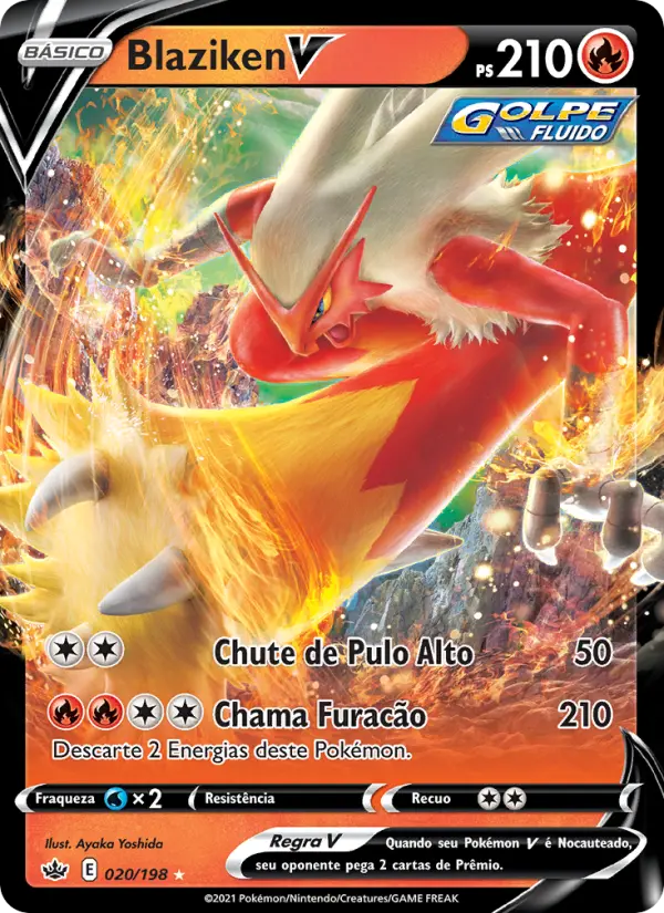 Carta Blaziken V, número 20/198 da coleção Reinado Arrepiante