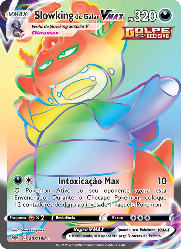 Carta Slowking de Galar VMAX, número 207/198 da coleção Reinado Arrepiante