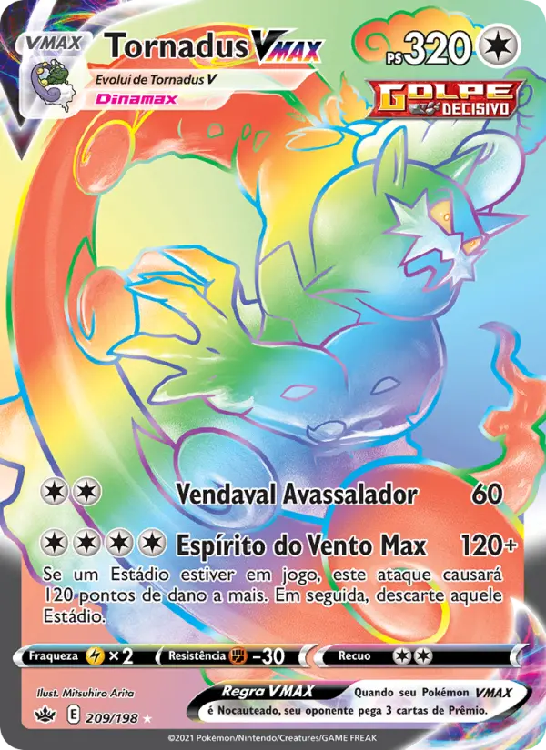 Carta Tornadus VMAX, número 209/198 da coleção Reinado Arrepiante