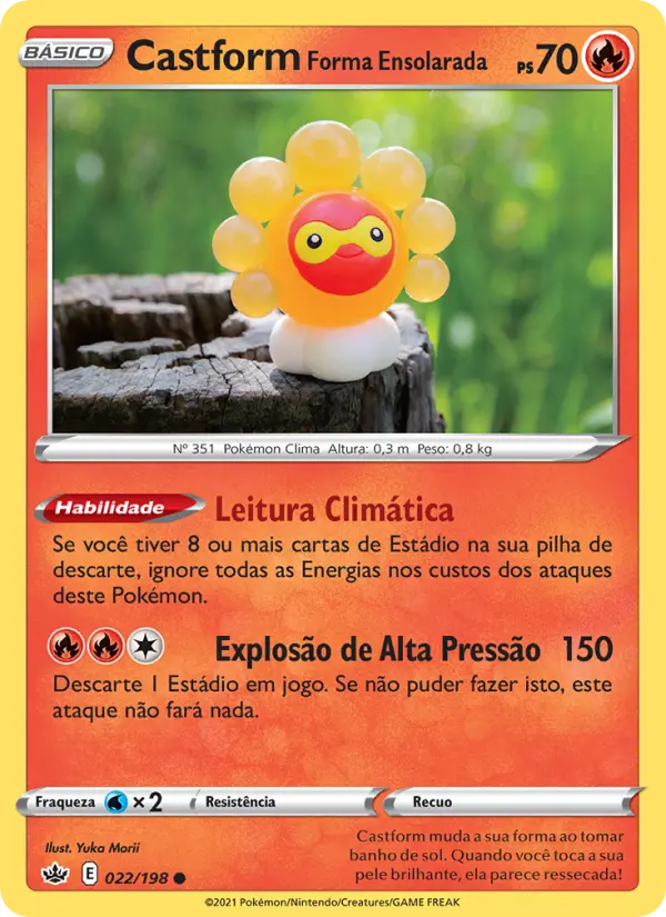 Carta Castform Forma Ensolarada, número 22/198 da coleção Reinado Arrepiante