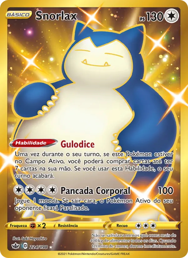Carta Snorlax, número 224/198 da coleção Reinado Arrepiante
