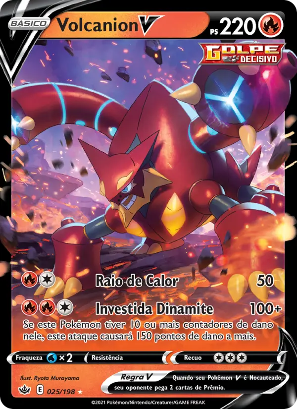 Carta Volcanion V, número 25/198 da coleção Reinado Arrepiante