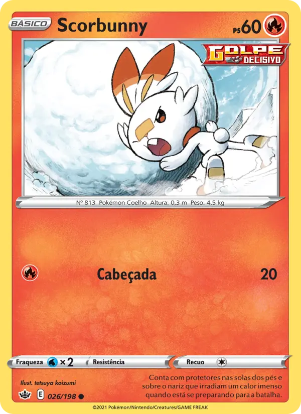 Carta Scorbunny, número 26/198 da coleção Reinado Arrepiante