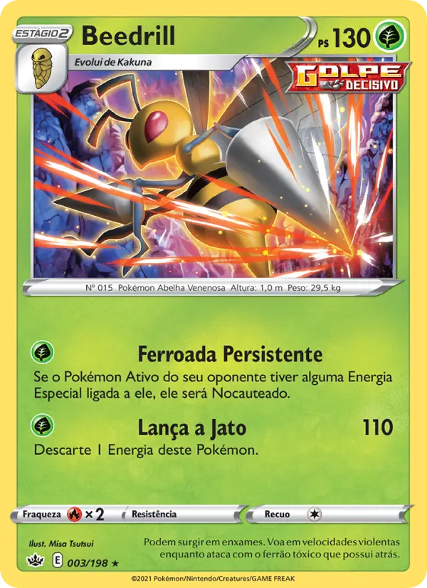 Carta Beedrill, número 3/198 da coleção Reinado Arrepiante