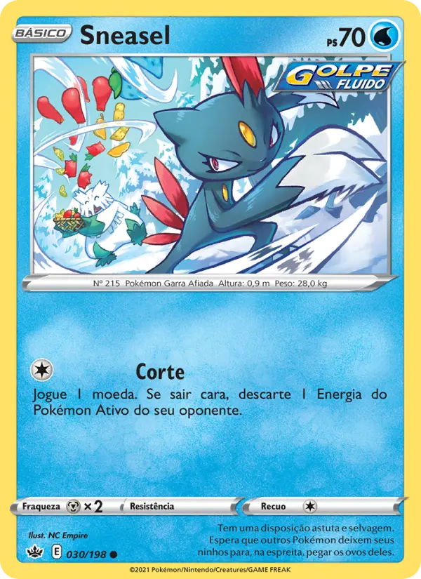 Carta Sneasel, número 30/198 da coleção Reinado Arrepiante