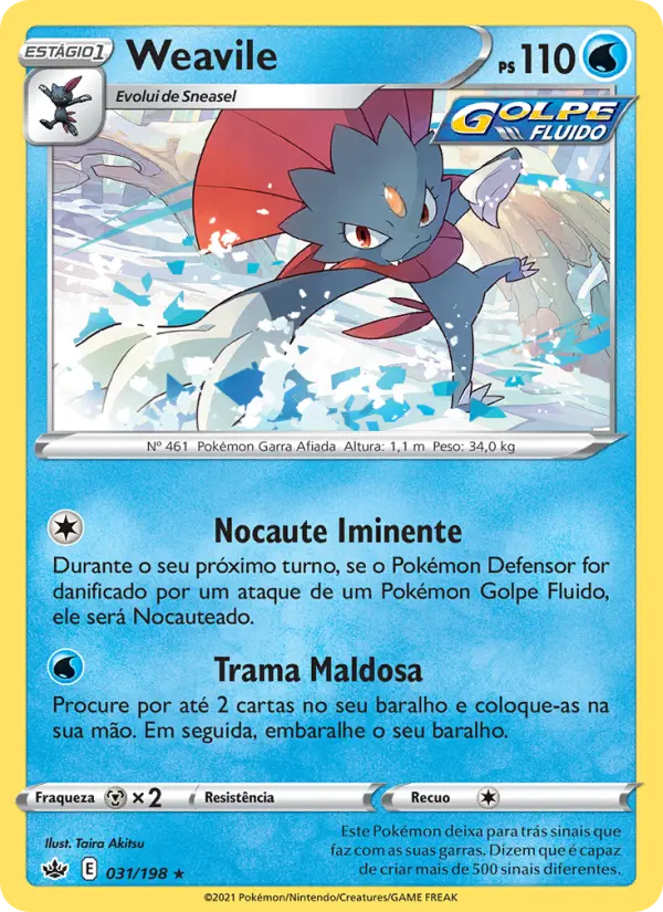 Carta Weavile, número 31/198 da coleção Reinado Arrepiante