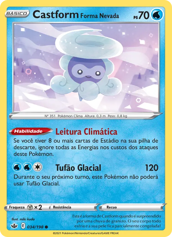Carta Castform Forma Nevada, número 34/198 da coleção Reinado Arrepiante