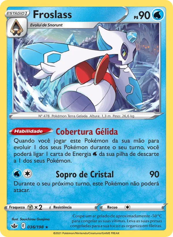 Carta Froslass, número 36/198 da coleção Reinado Arrepiante