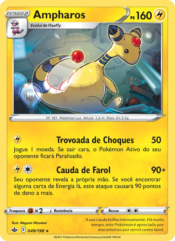 Carta Ampharos, número 49/198 da coleção Reinado Arrepiante