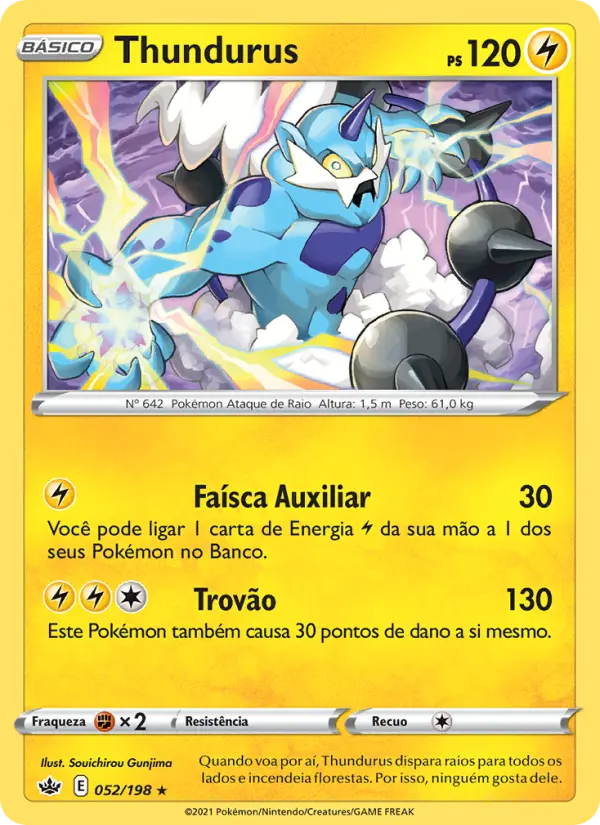 Carta Thundurus, número 52/198 da coleção Reinado Arrepiante