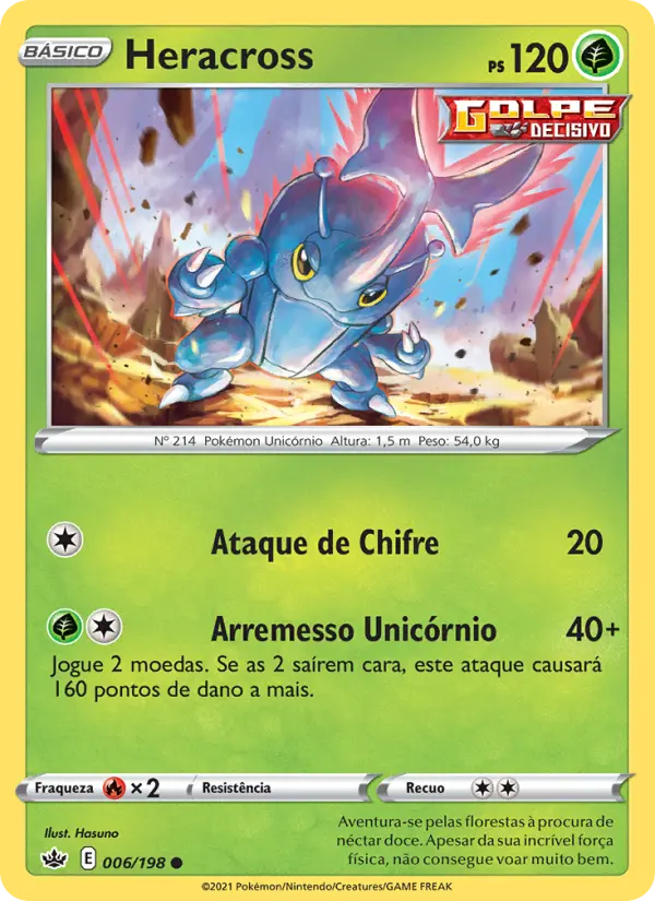 Carta Heracross, número 6/198 da coleção Reinado Arrepiante