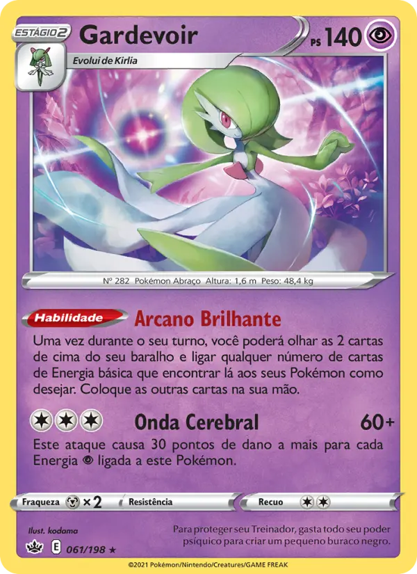 Carta Gardevoir, número 61/198 da coleção Reinado Arrepiante