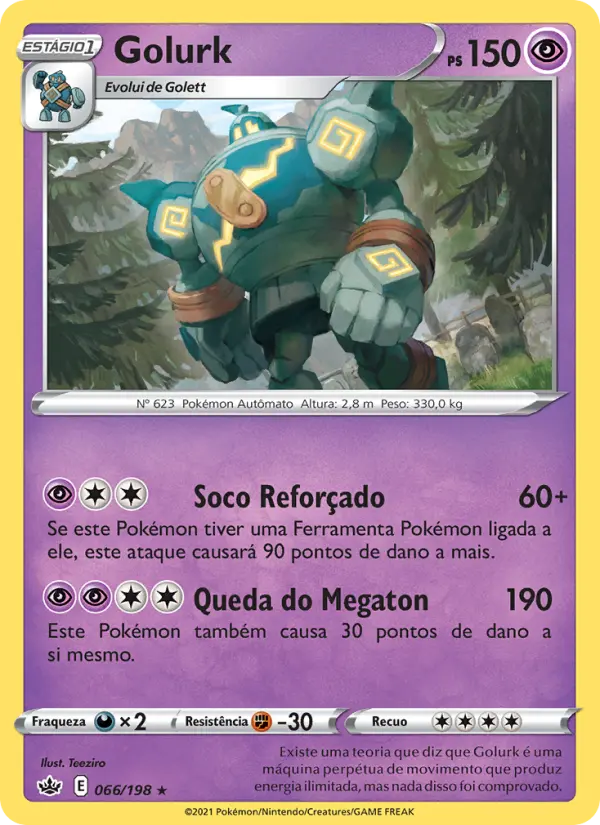 Carta Golurk, número 66/198 da coleção Reinado Arrepiante