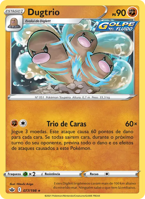 Carta Dugtrio, número 77/198 da coleção Reinado Arrepiante