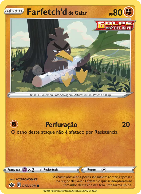 Carta Farfetch'd de Galar, número 78/198 da coleção Reinado Arrepiante