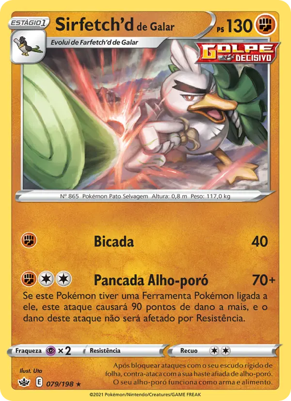 Carta Sirfetch'd de Galar, número 79/198 da coleção Reinado Arrepiante