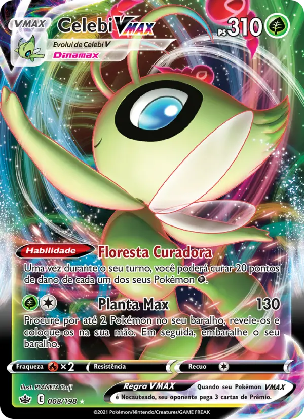Carta Celebi VMAX, número 8/198 da coleção Reinado Arrepiante