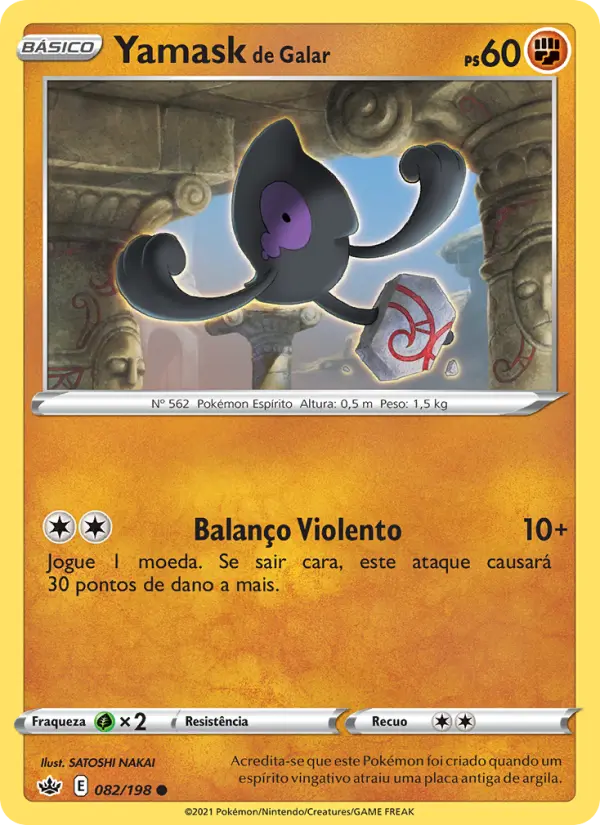 Carta Yamask de Galar, número 82/198 da coleção Reinado Arrepiante