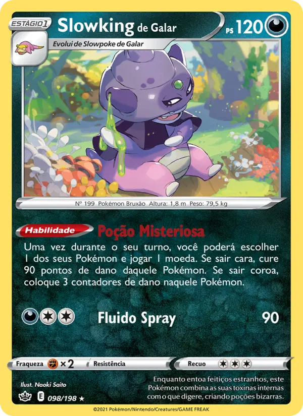 Carta Slowking de Galar, número 98/198 da coleção Reinado Arrepiante