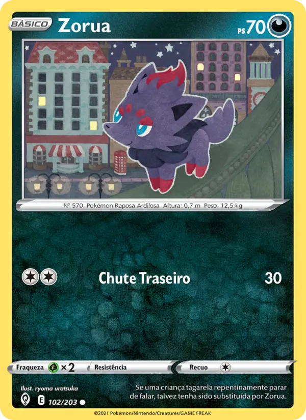 Carta Zorua, número 102/203 da coleção Céus em Evolução