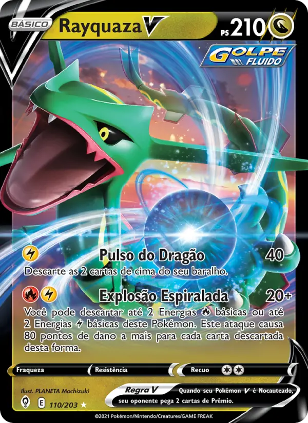 Carta Rayquaza V, número 110/203 da coleção Céus em Evolução
