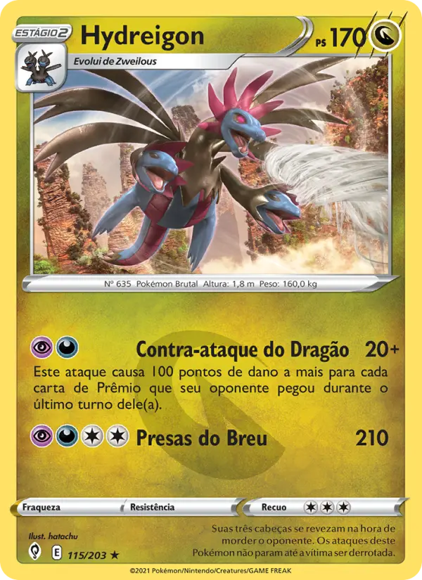 Carta Hydreigon, número 115/203 da coleção Céus em Evolução