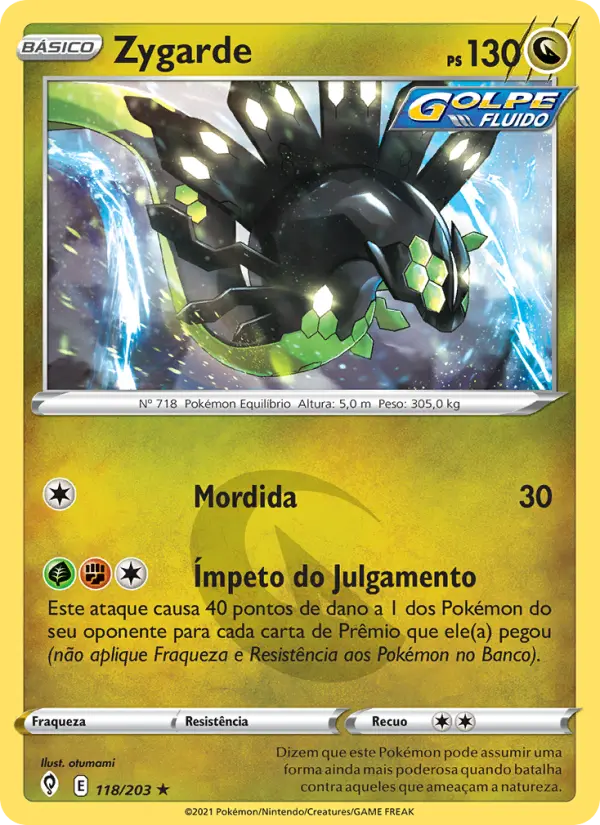 Carta Zygarde, número 118/203 da coleção Céus em Evolução