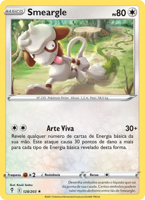 Carta Smeargle, número 128/203 da coleção Céus em Evolução