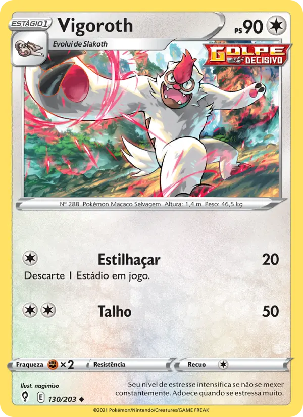 Carta Vigoroth, número 130/203 da coleção Céus em Evolução