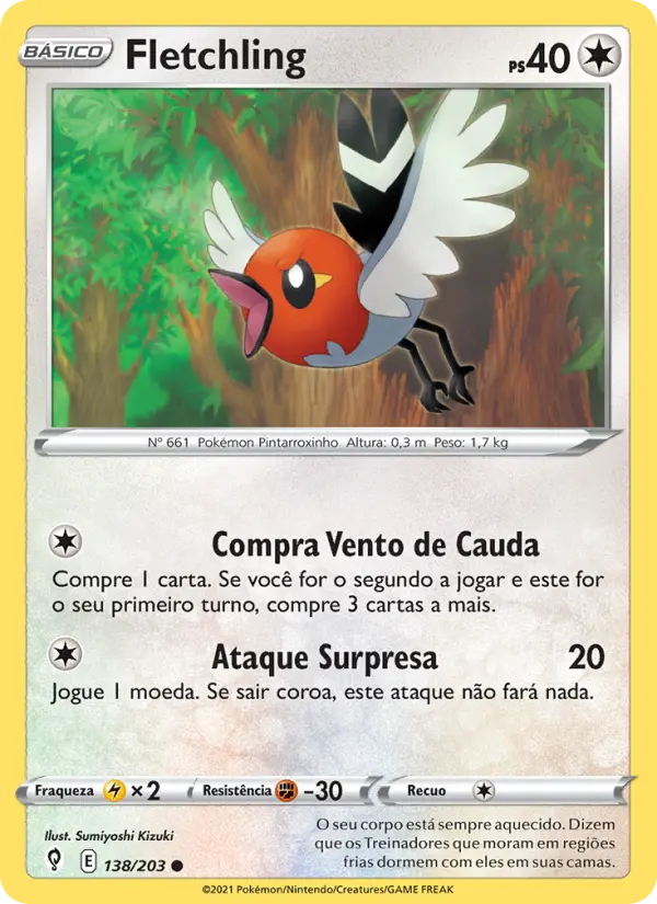 Carta Fletchling, número 138/203 da coleção Céus em Evolução