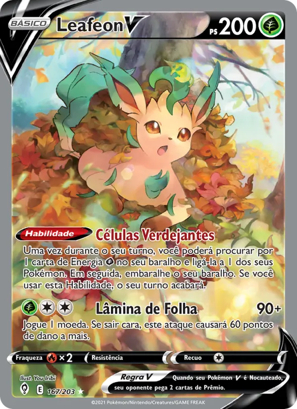 Carta Leafeon V, número 167/203 da coleção Céus em Evolução