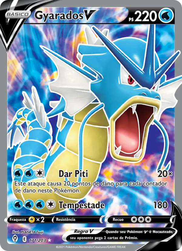 Carta Gyarados V, número 171/203 da coleção Céus em Evolução