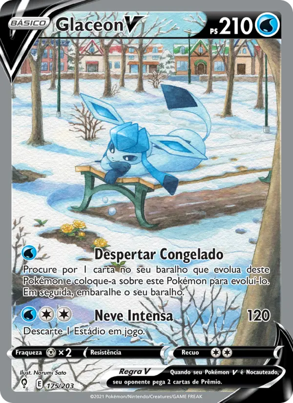 Carta Glaceon V, número 175/203 da coleção Céus em Evolução