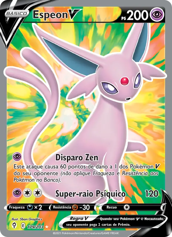 Carta Espeon V, número 179/203 da coleção Céus em Evolução